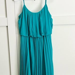 Turquoise Pleated Long Maxi Dress